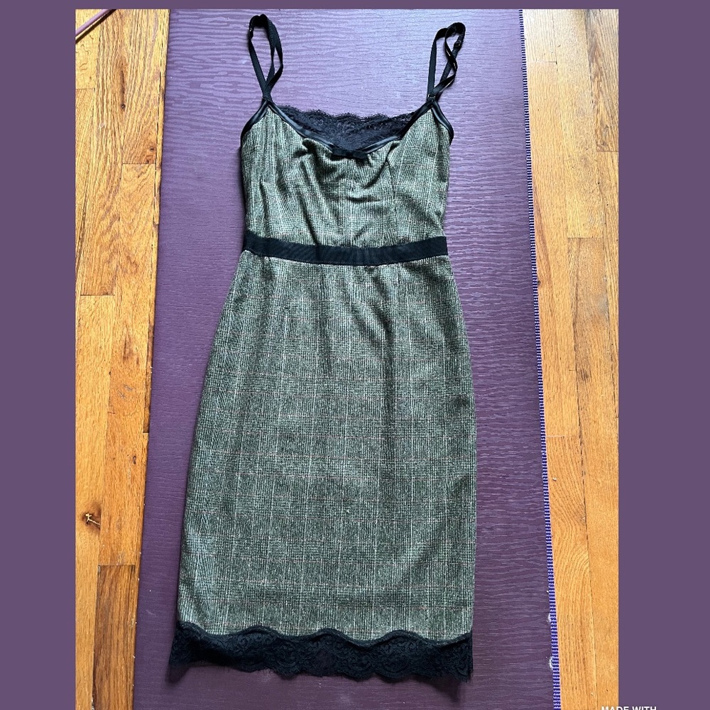 D&G Dolce & Gabbana lace & plaid wool dress 42 S/M